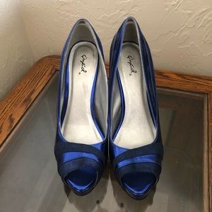 Qupid Blue Platform Heels